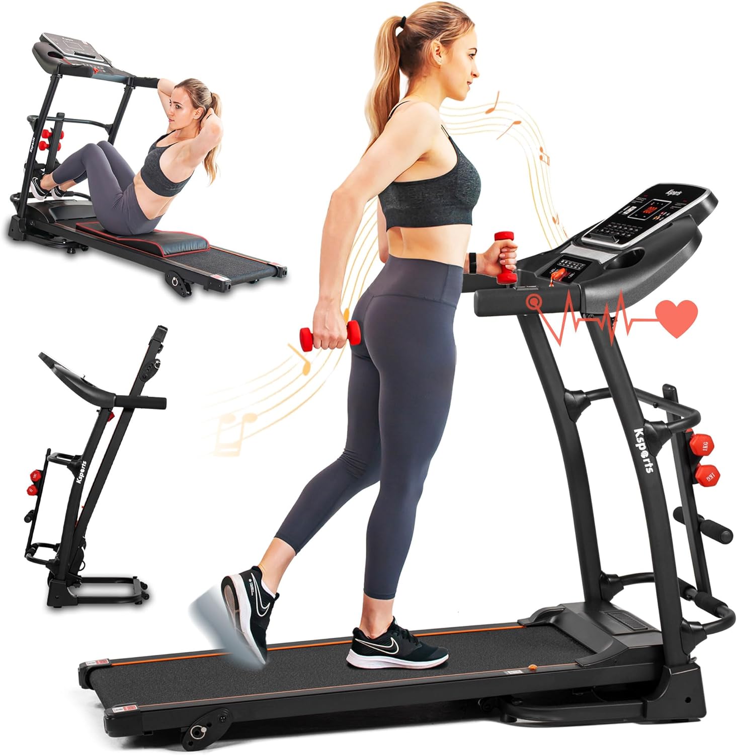 Treadmill Clearance for Home, Portable Folding Electric Exercise Treadmill  with Adjustable Incline, 12 Programs 3 Modes, 265 lb Capacity, 7.5MPH