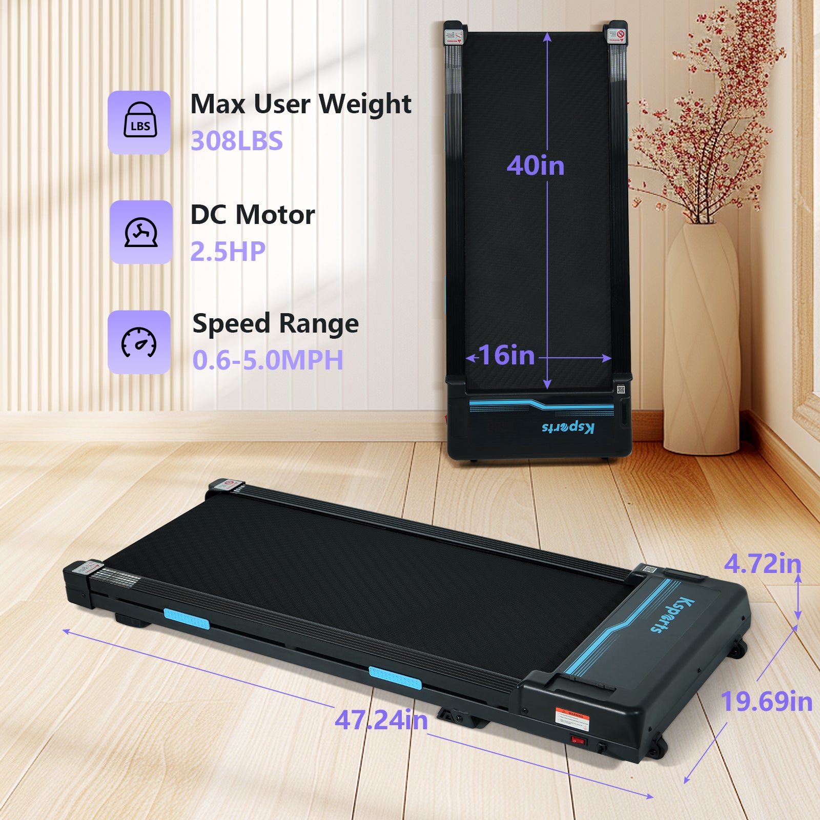 Ksports Walking Pad with Manual Incline (KSU1005)