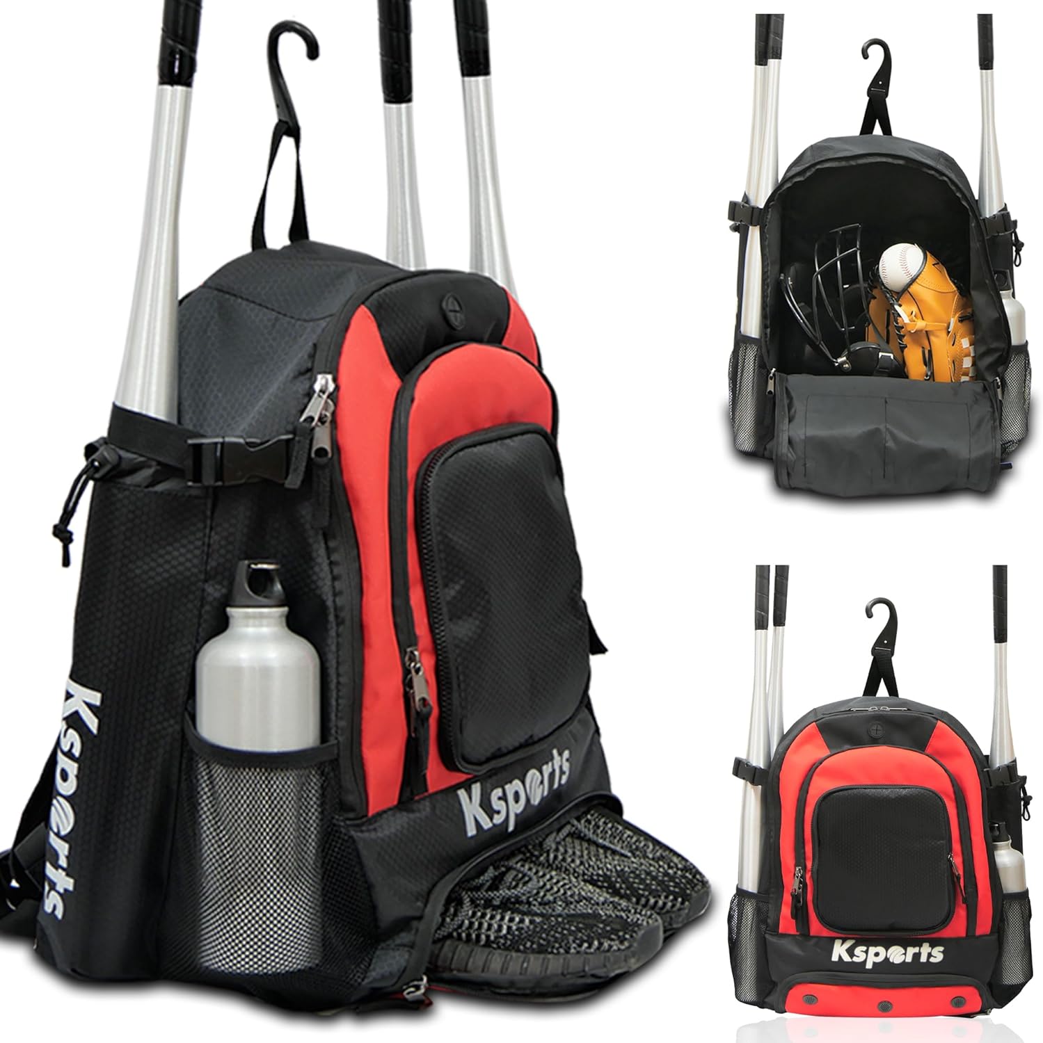Ksports Baseball Backpack Black & Red (FS1001)