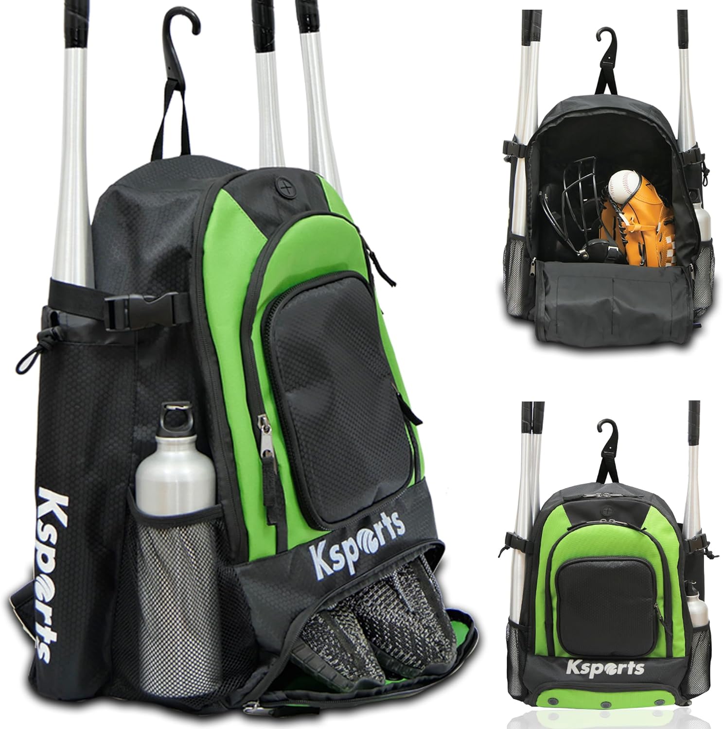 Ksports Baseball Backpack Black & Green (FS1003)