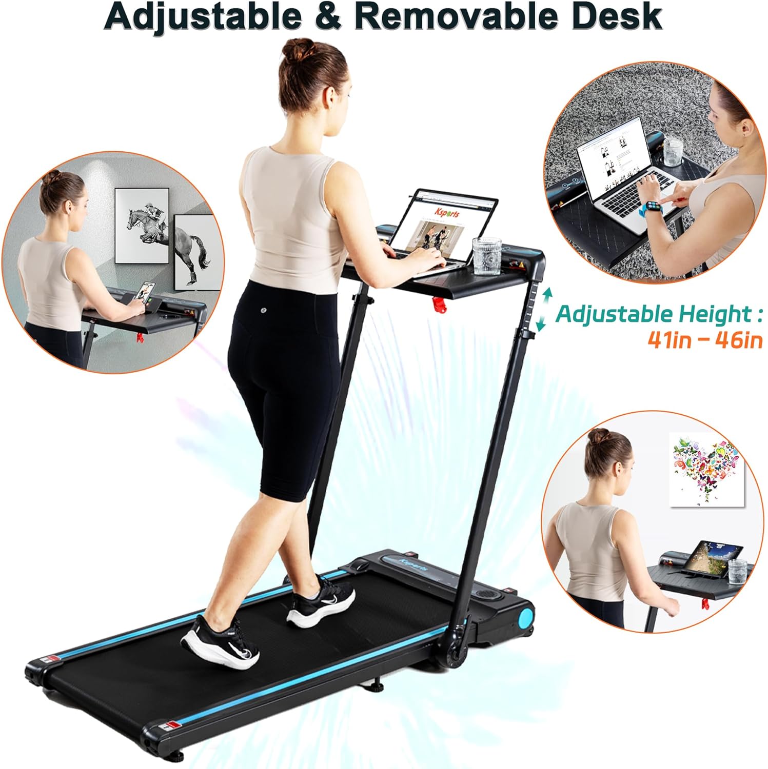 Ksports 4 in 1 Folding Treadmill with Desk (KSU3101)