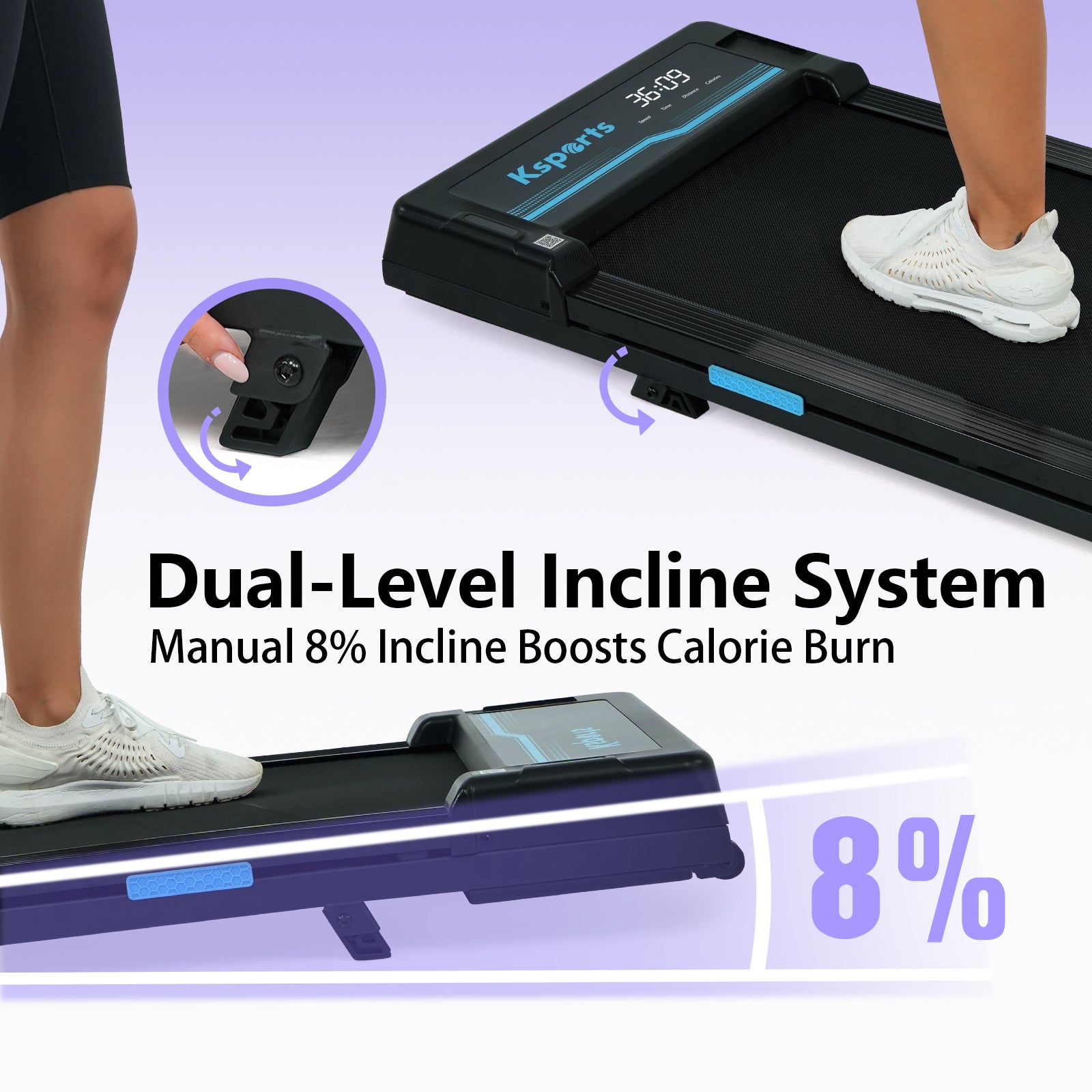 Ksports Walking Pad with Manual Incline (KSU1005)