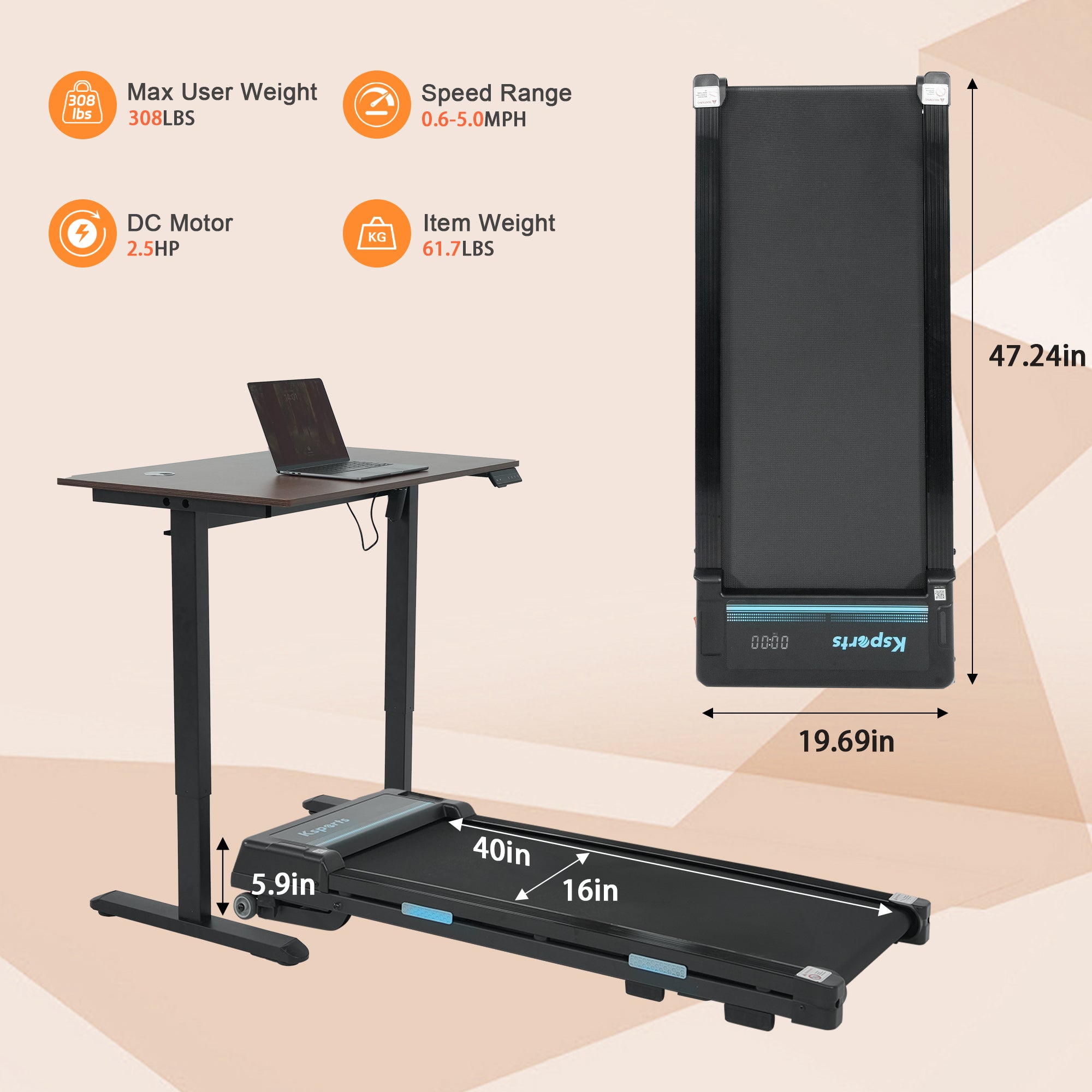 Ksports Walking Pad with Auto Incline (KSU1006)