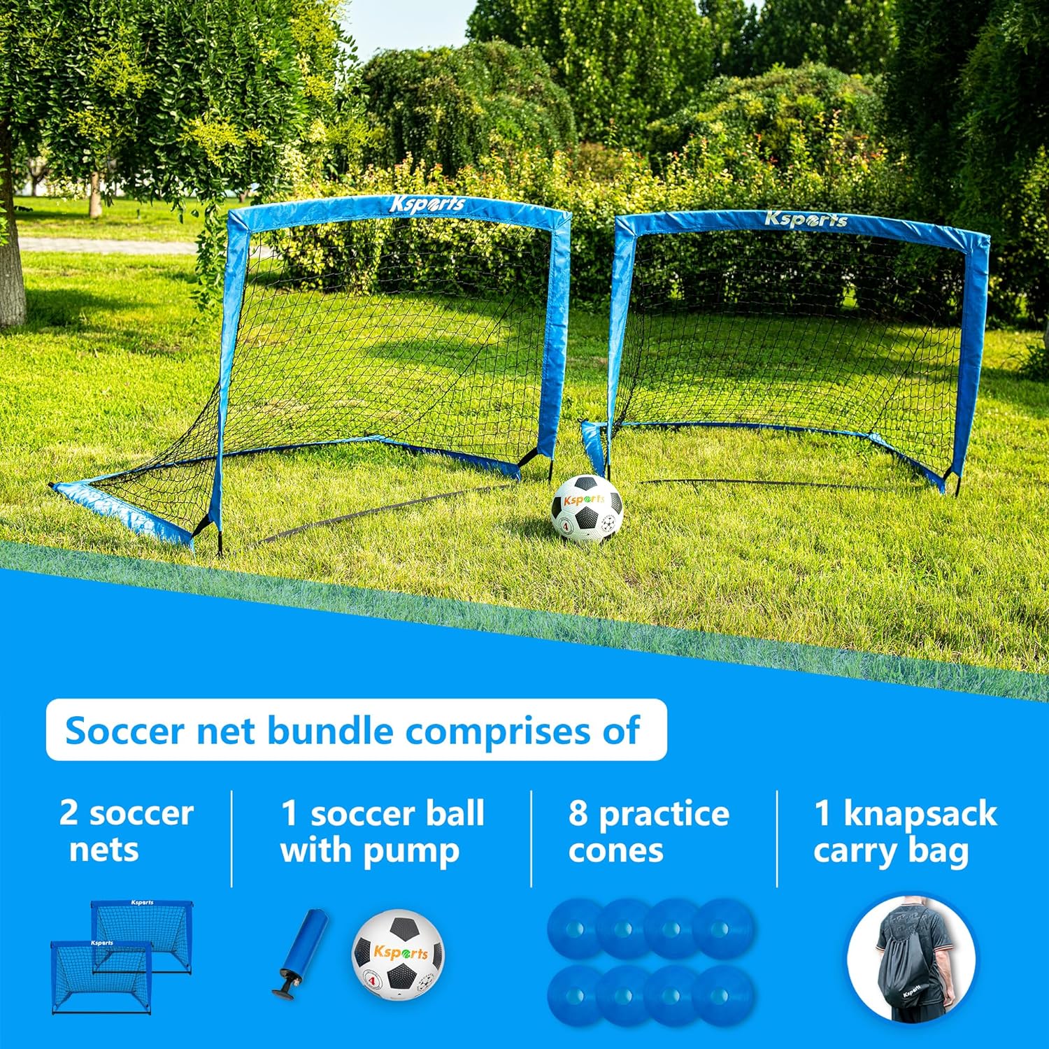 Ksports Soccer Nets Bundle 4ft Blue 2 Nets (GS5001)