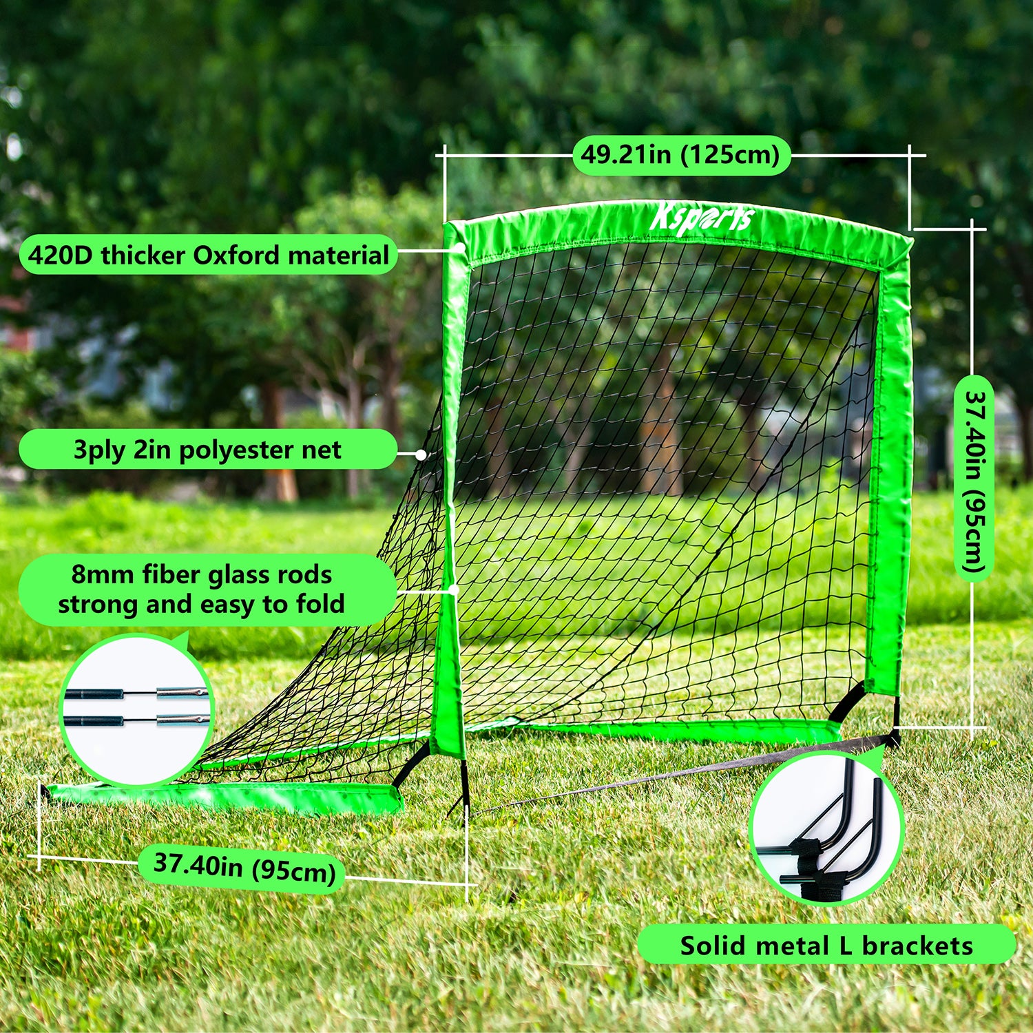 Matrix Easy Set-Up Portable Training Soccer Goal Net w/ Carry Bag, 6-ft x  4-ft